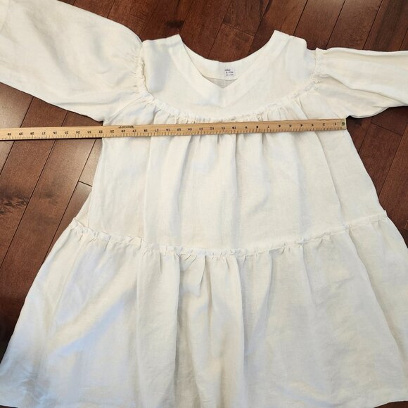 Cedar and Vine women's white short sleeve linen dress - Picture 4 of 5